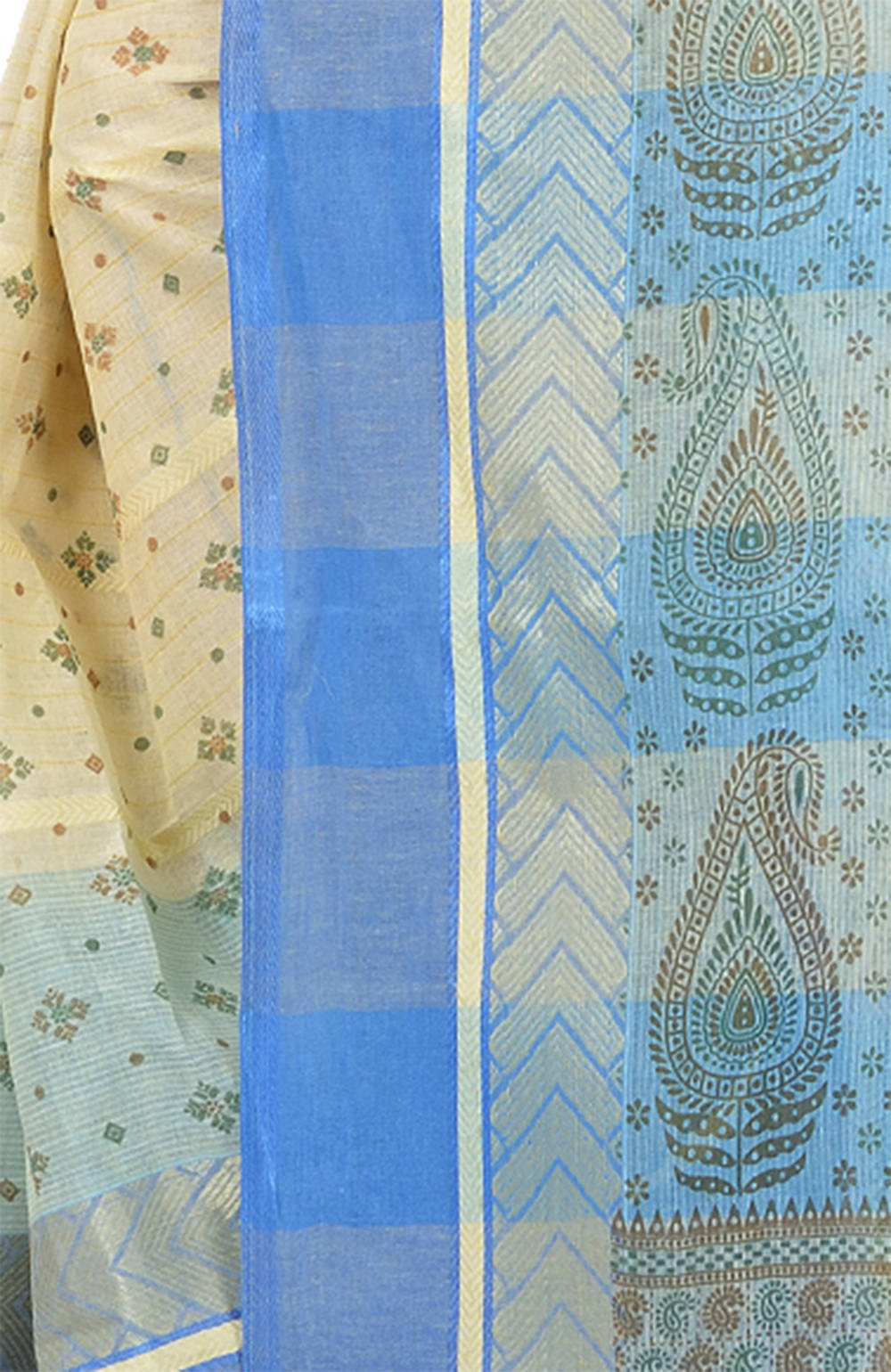 Sky Blue Pure Cotton ANARKOLI PRINT Tant Saree Print (4071)